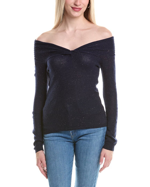 Autumn Cashmere Off-The-Shoulder Sweater Blue Medium 2