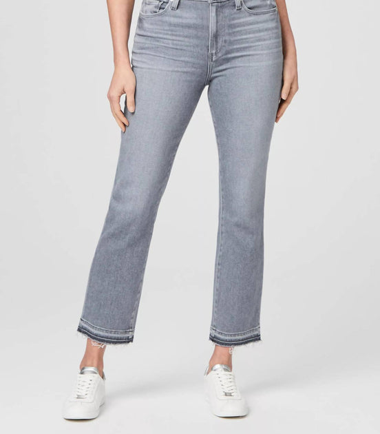 PAIGE Cindy Crop High Rise Straight Jean Grey 29 2