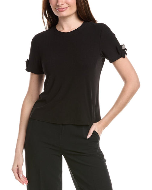 CeCe Bow Sleeve Top Black Small 2