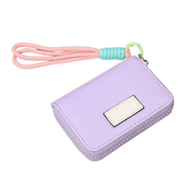 FASHNZFAB Portefeuille mini compact à fermeture éclair Rose 4