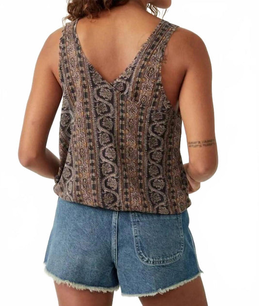 Free People Twisted Printed Tank Top Black Large 3