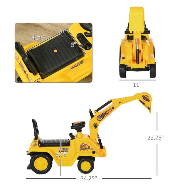 BreeBe Ride On Excavator Pull Cart Yellow 4