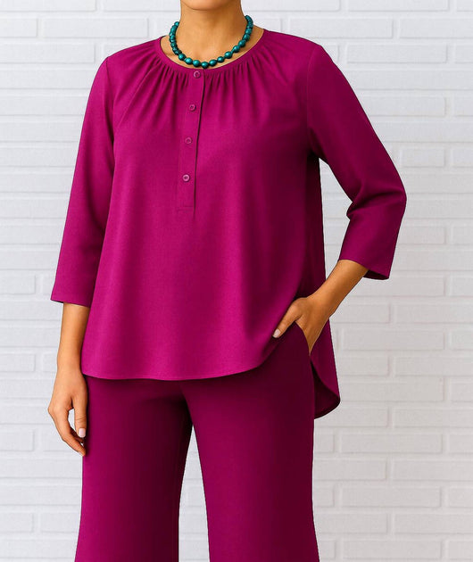 Diva USA Round Neck Button Up Knit Top Pink EU 34 5