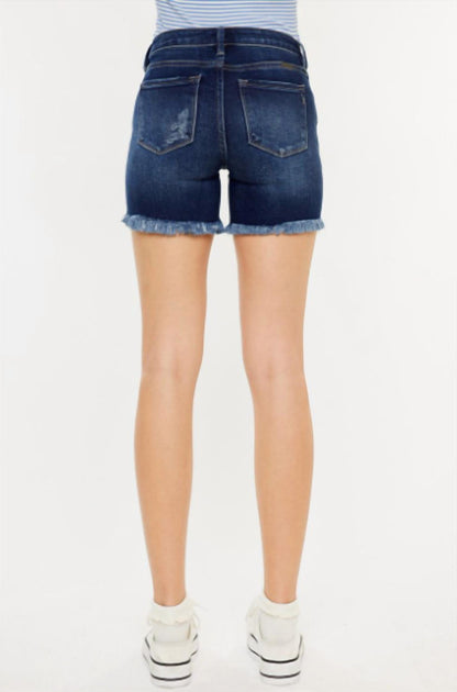 KanCan Mid Rise Button Up Denim Shorts Blue Large 3