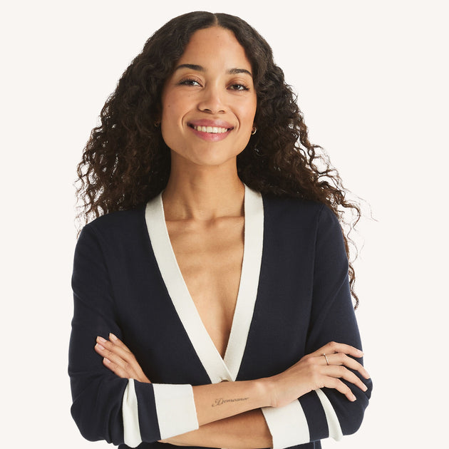 Nautica V-Neck Cardigan Blue Small 4