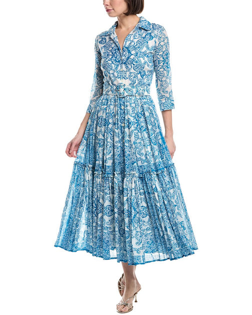 Samantha Sung Melanie Shirtdress Blue US 2 2
