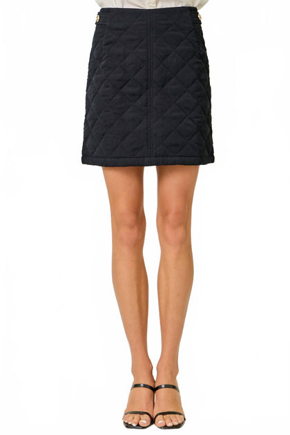 Mystree Arlette Quilted Mini Skirt Black Large 2