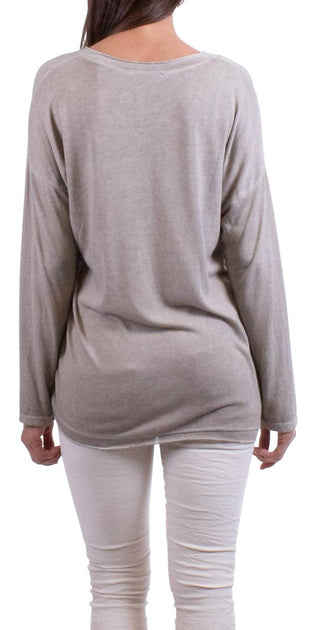 GIGI MODA Amour V-Ausschnitt Pullover Grau Einheitsgröße 4