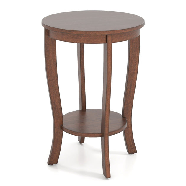 Hivvago 2-tier Round End Table White 5