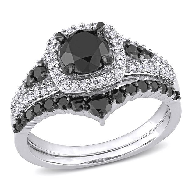 Mimi & Max Halo Diamond Bridal Ring Set Black US 8 2