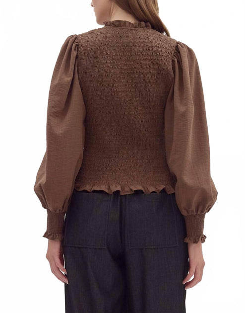 Entro Smocked Top Brown Large 4