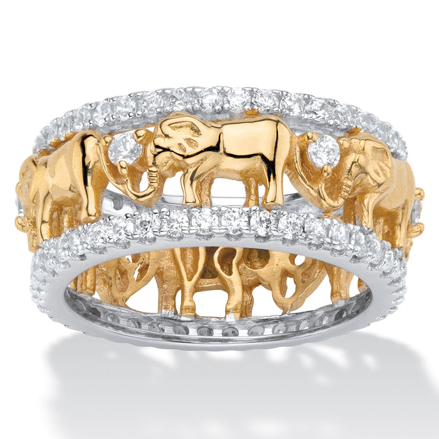 Palm 1.40 TCW CZ Gold-Plated Elephant Ring Orange US 7 2