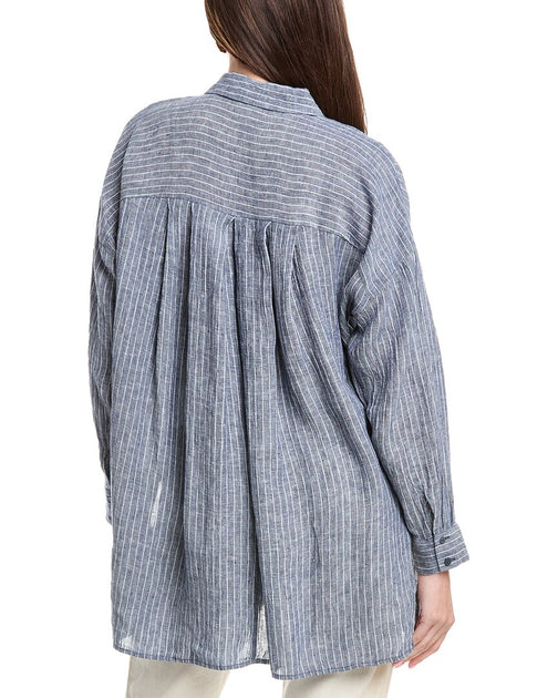 EILEEN FISHER Klassisches Leinenhemd Blau Small 3