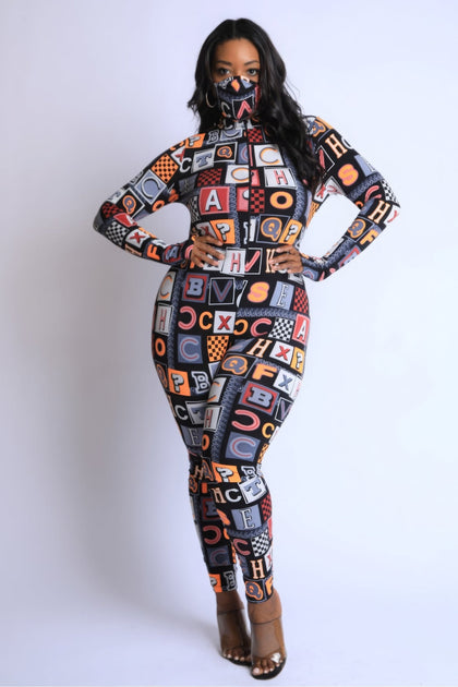 TRUEDAMES Alphabetically Neon Jumpsuit Red 2X 2