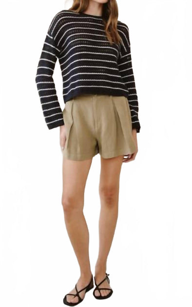 Bella Dahl Stripe Crew Neck Sweater Black Small 3