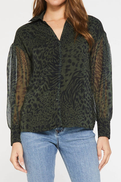 Another Love Brittany Long Sleeve Shirt Green Medium 2