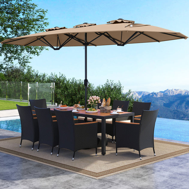 Hivvago 10 Piece Outdoor Dining Set Beige 8