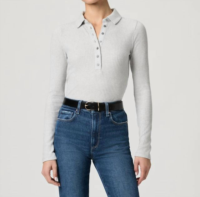 Paige Eden Collared Long Sleeve Top Grey Large 2