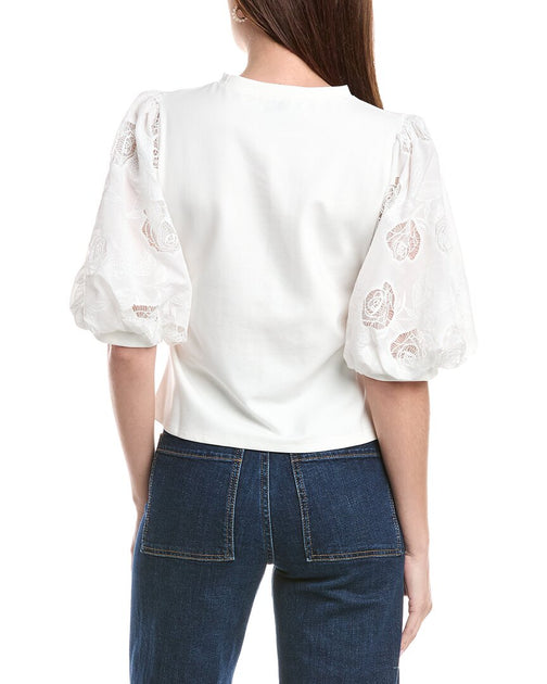 Gracia Puffed Sleeve Top White Medium 3