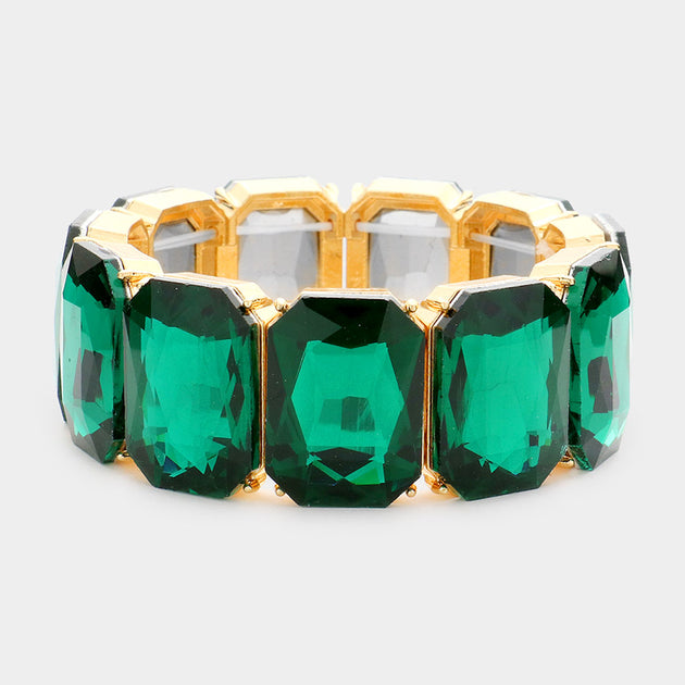 FASHNZFAB Emerald Cut Stone Stretch Bracelet Blue One Size 3