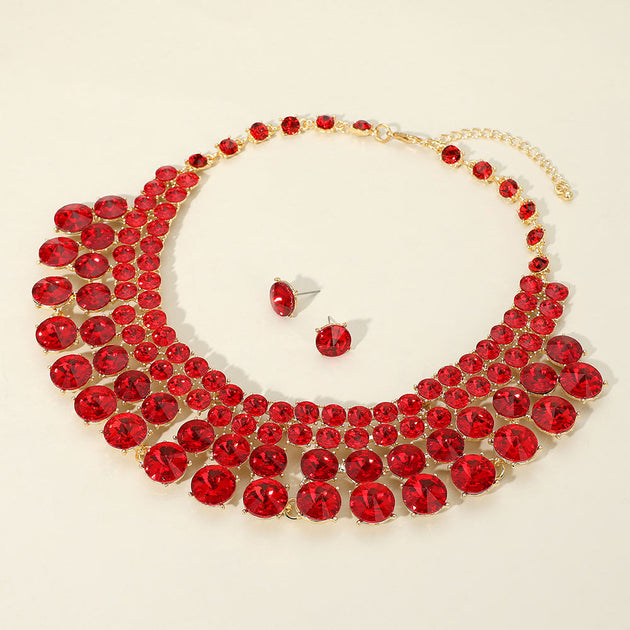 FASHNZFAB Bubble Stone Evening Necklace Blue 8