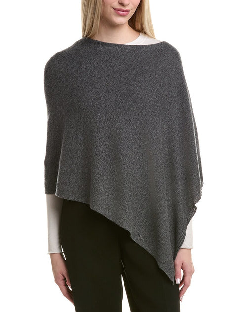 Sofia Cashmere Jersey Solid Wolle & Kaschmir-Mischung Poncho Grau Einheitsgröße 2