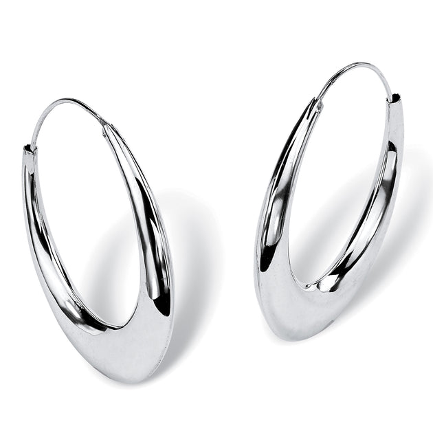 Palm Hoop Earrings White Silver 2