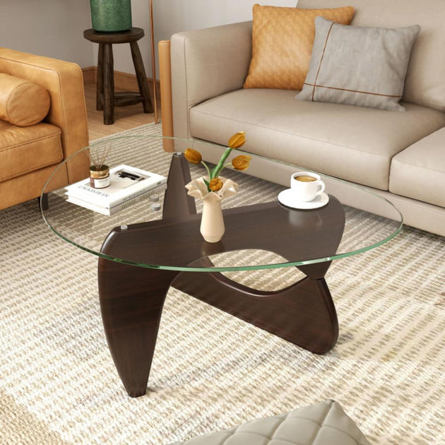 Hivvago Triangle Coffee Table Natural/Walnut 4