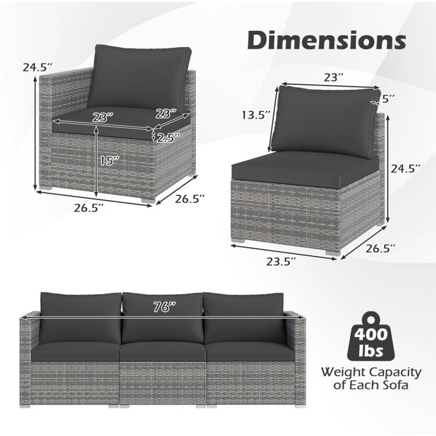 Hivvago Patio Sectional Sofa Set Grey 6