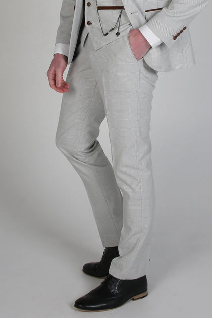 Paul Andrew Mark Check Trousers Grey 34 2