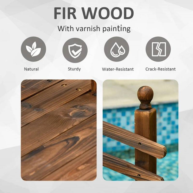 Hivvago 7.5 Ft Wooden Garden Bridge Brown 4
