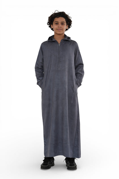 K-HM12 Boys Hooded Thobe Grey 13 Years 2