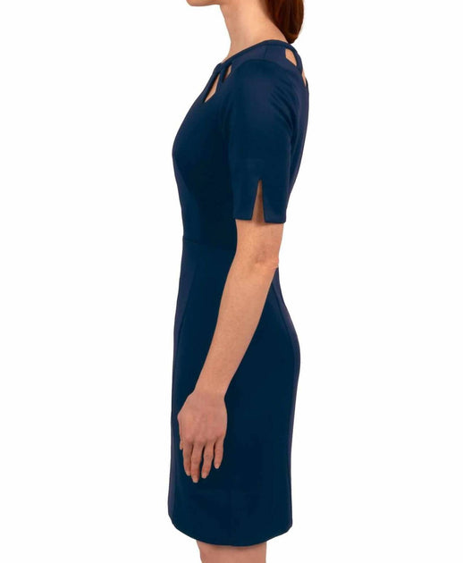 Scott Jersey Peek A Boo Dress Blue Medium 4