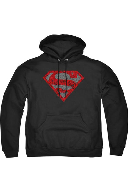 Gildan Superman Elephant Rose Shield Adult Pullover Hoodie Black XLarge 2