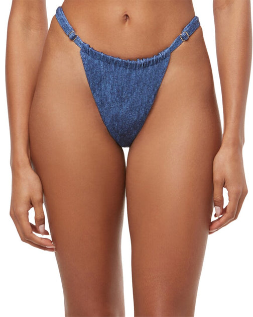 WeWoreWhat Adjustable Ruched Bottom Blue Large 2