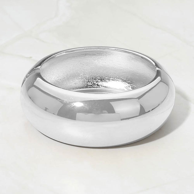 FASHNZFAB Dome Metal Hinged Bangle Silver One Size 2