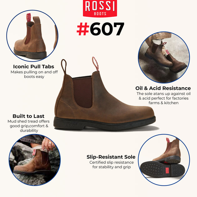 Rossi Boots 607 Booma Leather Chelsea Boots Brown EU 37.5 3