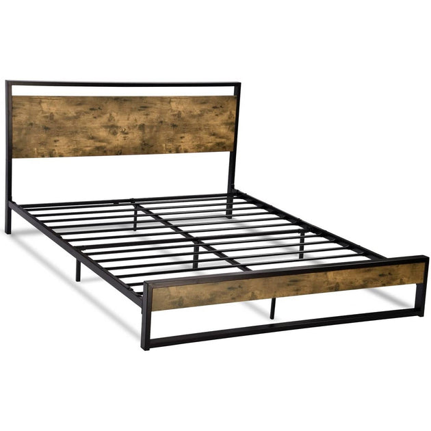 QuikFurn Full Modern Farmhouse Platform Bed Frame with Wood Panel ...