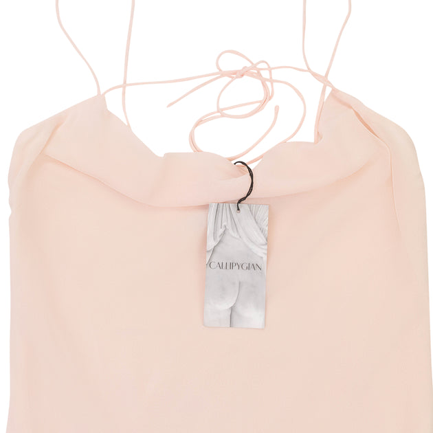 Callipygian Tie Back Cowl Slip Dress Beige US 6 4