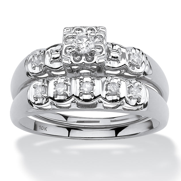 Palm Diamond Bridal Set White Gold US 7 2