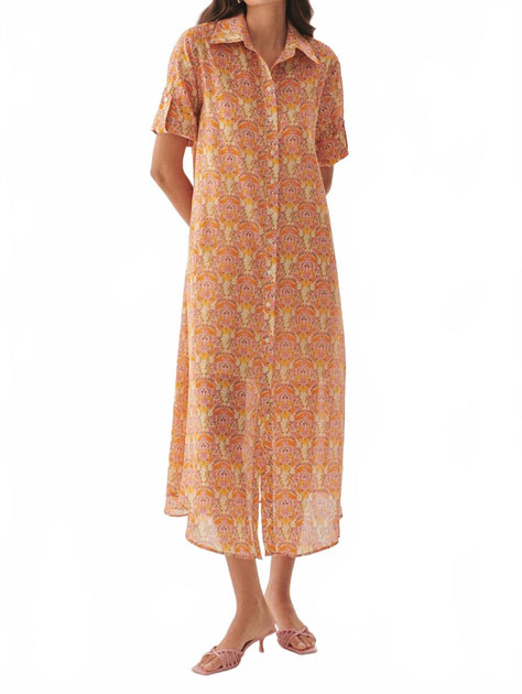 EXQUISE Kailani Midi Shirt Dress Multi US 6 2