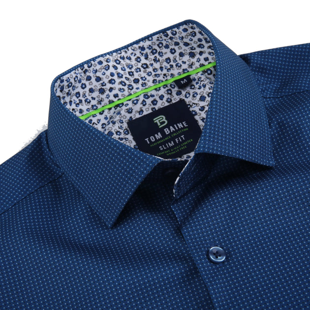 Tom Baine Slim Fit Short Sleeve Performance Stretch Button Down Blue XL 4
