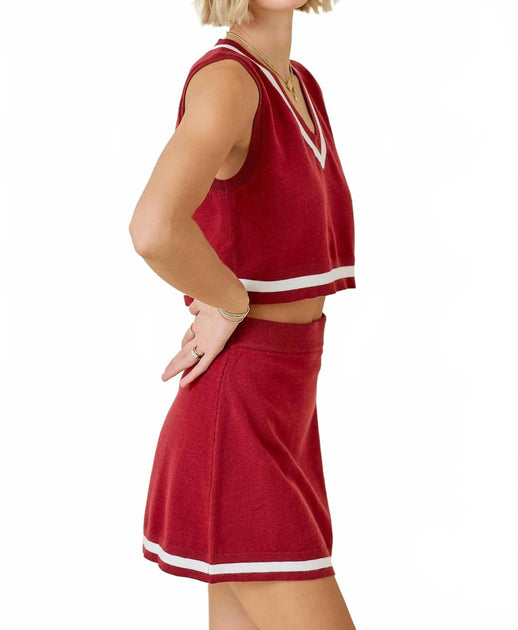 day + moon College Sweater Skirt Red Medium 4