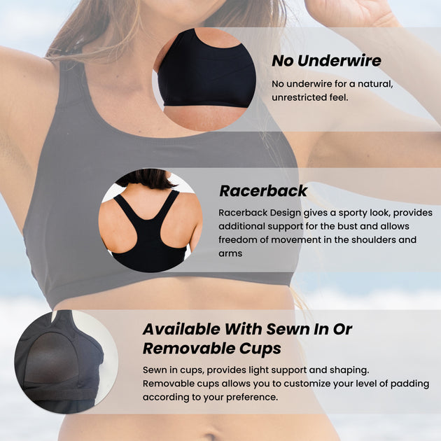 Calypsa Racerback Swim Bra Black Plus Size 2X 4
