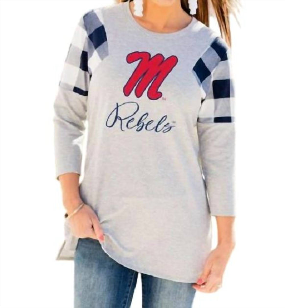 Gameday Couture Ole Miss Tunic Blouse Grey XL 2