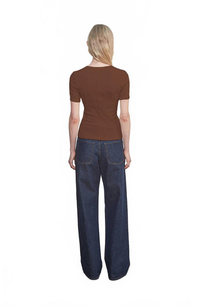 Enza Costa Supima Cotton New Classic Tee Brown XLarge 3