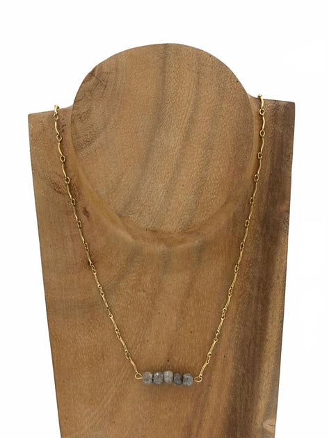 Blue Copper Corundum Necklace Gold One Size 3
