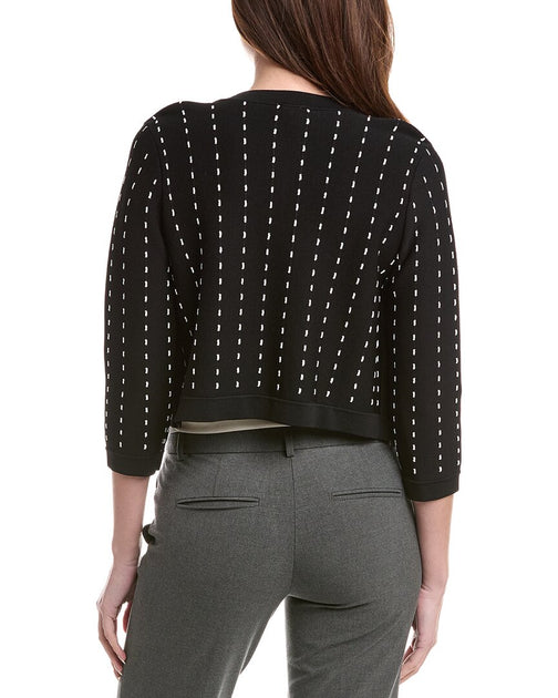 Anne Klein Pinstripe Cardigan Black Large 3