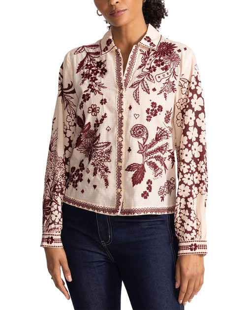 Johnny Was Aquijio Shirt Beige Small 2