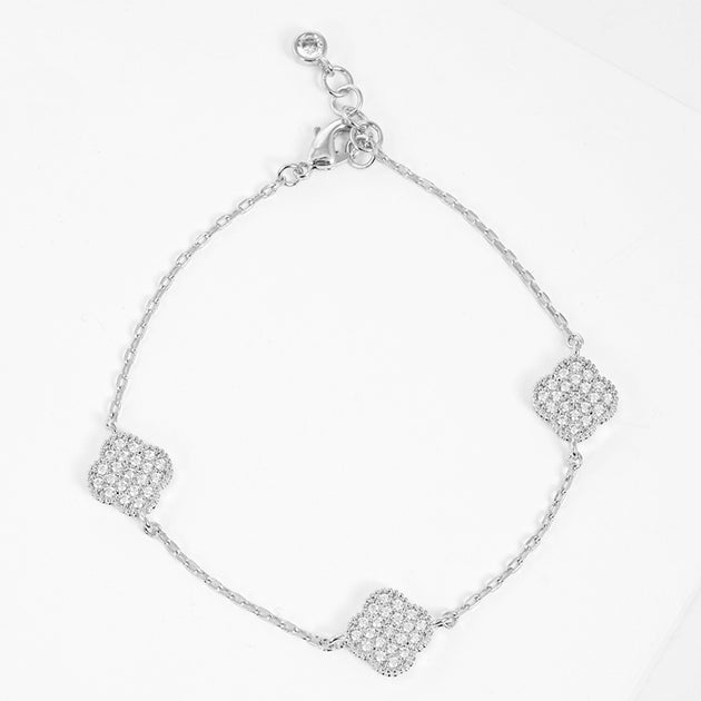 FASHNZFAB Triple Quatrefoil Charm Bracelet White Gold One Size 2
